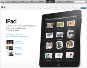 Apple's homepage for the iPad